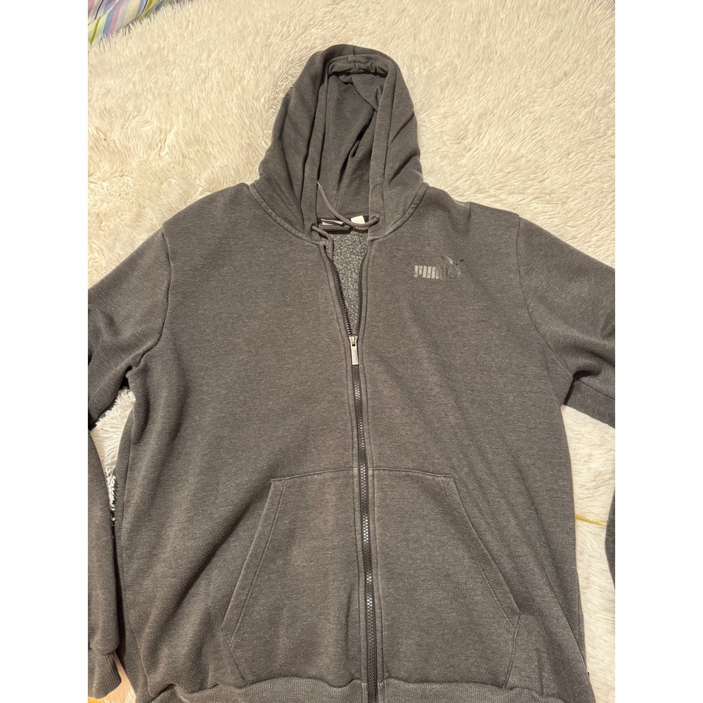 Puma Mens Full Zip Hoodie Charcoal Gray Fleece Sweatshirt XL